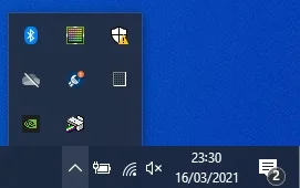 image du menu flèche en bas à droite de la barre des tâches windows 10